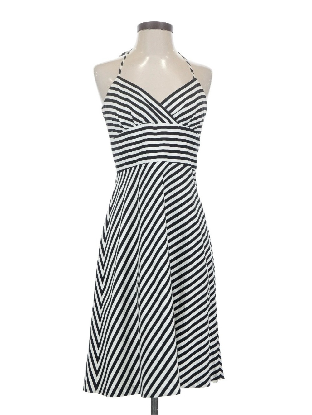 White House Black Market halter midi dress sundress 6 retro striped
